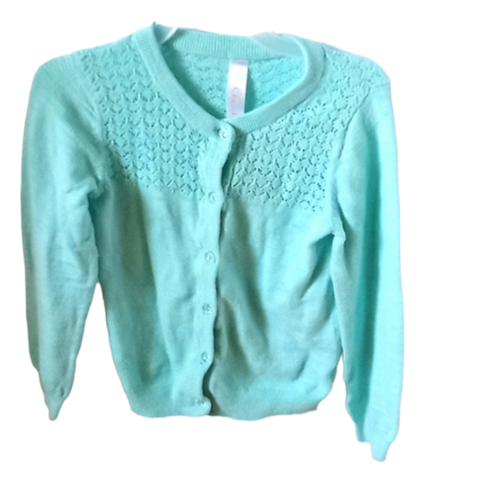 Cherokee toddler girl size 4t teal blue cardigan sweater